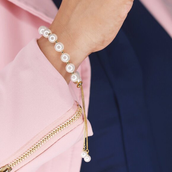 Stylish Stainless Steel Bracelet with Pearls - Unique Fashion Piece - Picture 2 of 5